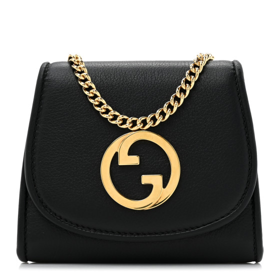 GUCCI Roxy Calfskin Medium Blondie Chain Wallet Black