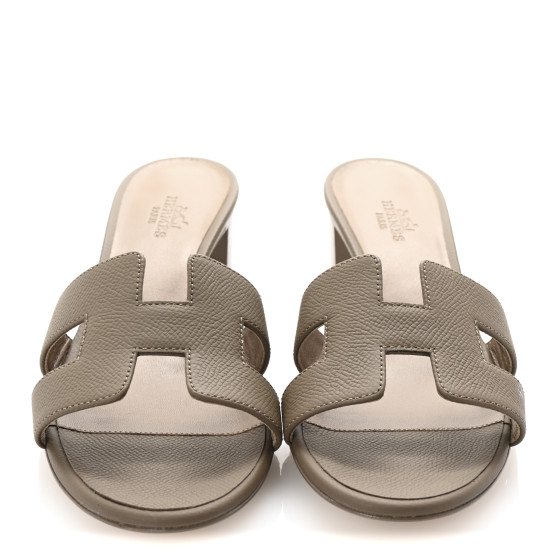 HERMES オアジス 37 HERMES Epsom Oasis Sandals 37 Etoupe 1689528 | FASHIONPHILE