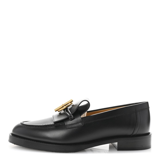 【正規品】ほぼ未使用 エルメス HERMES レザー ビジネス シューズ 37 HERMES Calfskin Womens Impact Loafers 37.5 Black 1689573