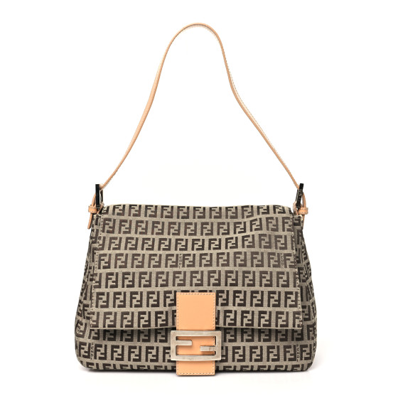 FENDI Zucchino Vitello Mama Baguette Dark Brown Gold 1687329