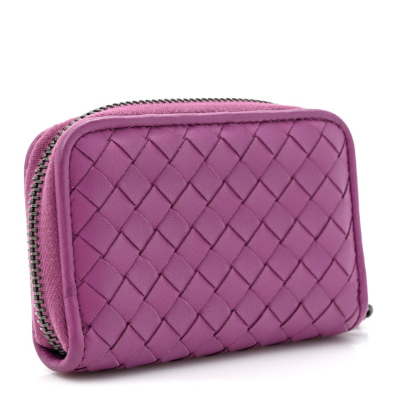 【美品】BOTTEGA VENETA INTRECCIATO ZIP COIN BOTTEGA VENETA Nappa Intrecciato Zip Around Coin Purse Peony