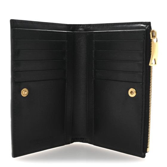 長財布 BOTTEGA VENETA BLACK NAPPA LEATHER WALLET BOTTEGA VENETA Nappa Intrecciato Medium Bi-Fold Zip Wallet