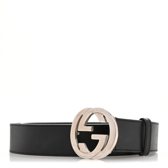 GUCCIブラックレザー Gロゴバックル ベルト 90-36 GUCCI Calfskin Interlocking G Belt 90 36 Black 1683301
