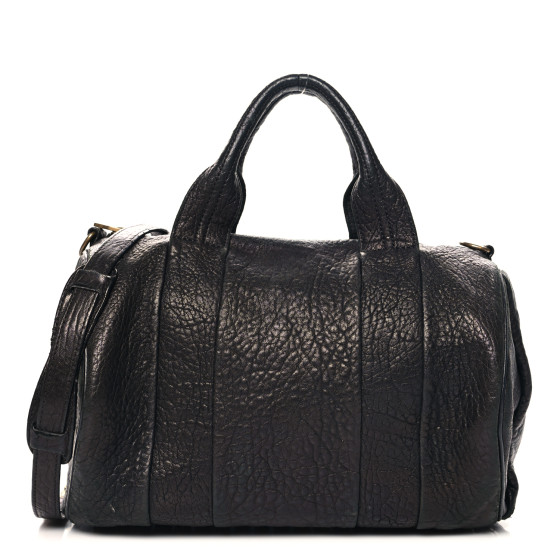 ALEXANDER WANG Pebbled Lambskin Rocco Black Antique Brass Hardware