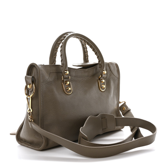 BALENCIAGA Chevre Gold Metallic Edge Hardware S City Gris