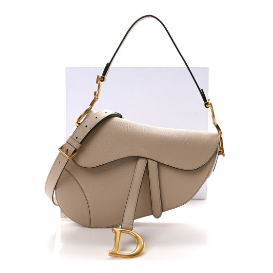CHRISTIAN DIOR Grained Calfskin Saddle Bag With Strap Warm