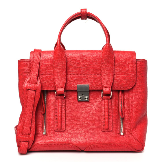 3.1 PHILLIP LIM Textured Calfskin Medium Pashli Satchel Red