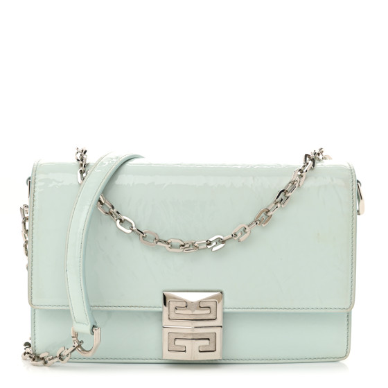 GIVENCHY Patent Textured Goatskin Small 4G Crossbody Sky Blue