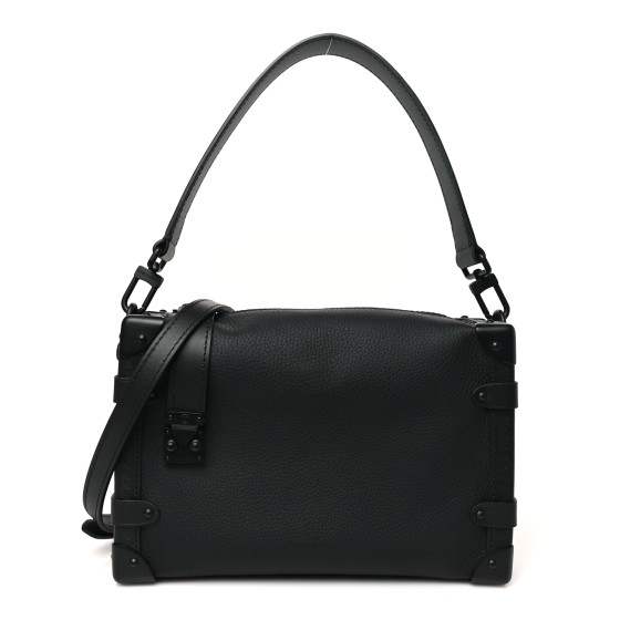LOUIS VUITTON Calfskin Side Trunk MM Black 1686063
