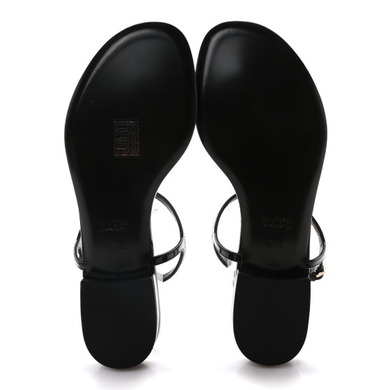 サンダル・ミュール Gucci Black Leather Signoria Thong Sandals Gucci Signoria Patent Leather Thong Sandals in Black | Lyst