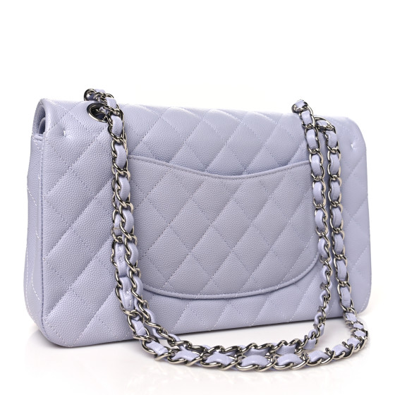 CHANEL Caviar Quilted Medium Double Flap Light Purple