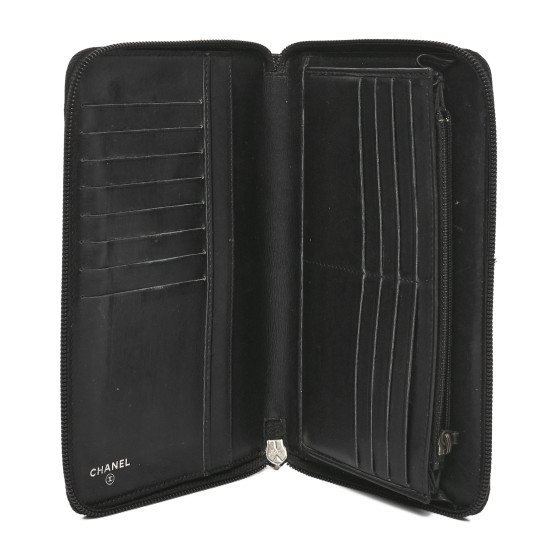 CHANEL Caviar CC Timeless Large Zip Around Wallet Black