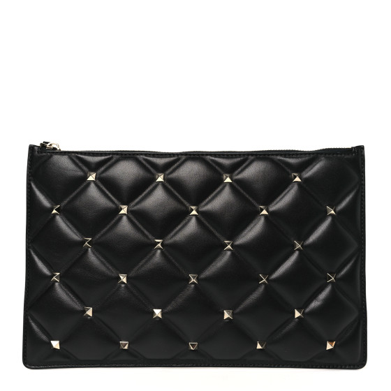 VALENTINO GARAVANI Nappa Candystud Zip Pouch Black