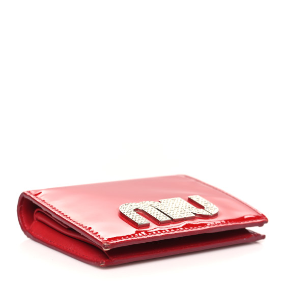 MIU MIU Vernice Crystal Logo Wallet Red 1686759 | FASHIONPHILE