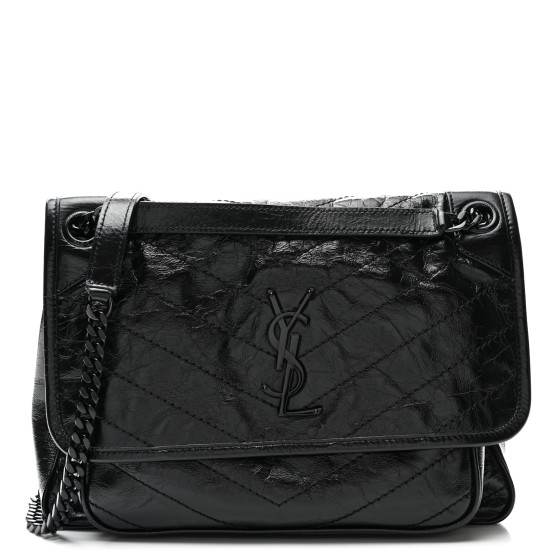 SAINT LAURENT Crinkled Calfskin Matelasse Monogram Medium