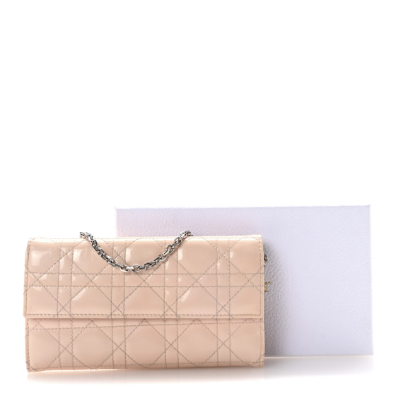 Dior Lady Dior Medium Wallet ピンク CHRISTIAN DIOR Patent Cannage Lady Dior Lotus Wallet Pink