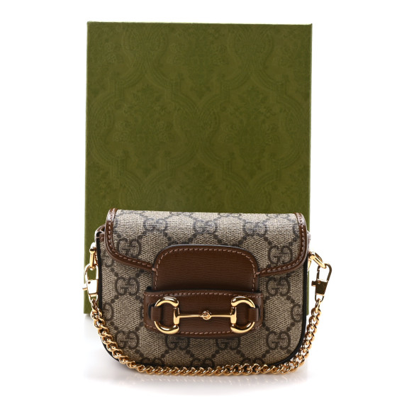 折りたたみ財布 GUCCI GG SUPREME FABRIC AND LEATHER HORSEBIT 1955 WALLET Gucci Horsebit 1955 leather wallet in brown - Gucci | Mytheresa