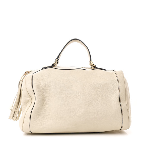 GUCCI Pebbled Calfskin Medium Soho Boston Off White