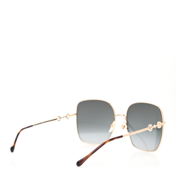 GUCCI Metal Horsebit Square Frame Sunglasses GG0879S Gold