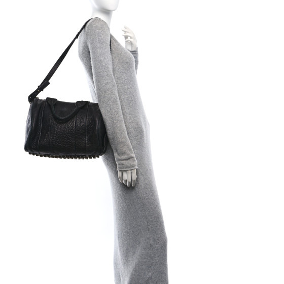 ALEXANDER WANG Pebbled Lambskin Rocco Black Antique Brass Hardware