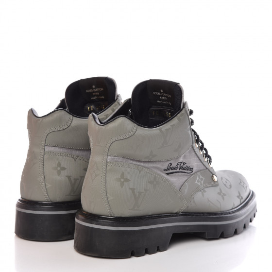 LOUIS VUITTON Monogram Titanium Mens Oberkampf Ankle Boots 7