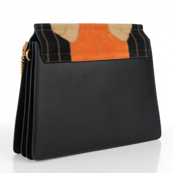 CHLOE Suede Patchwork Medium Faye Shoulder Bag Desert Beige