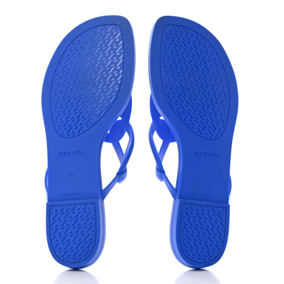HERMES Rubber Womens Egerie Sandals 37 Bleu Outremer 1443435