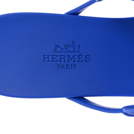 HERMES Rubber Womens Egerie Sandals 37 Bleu Outremer 1443435