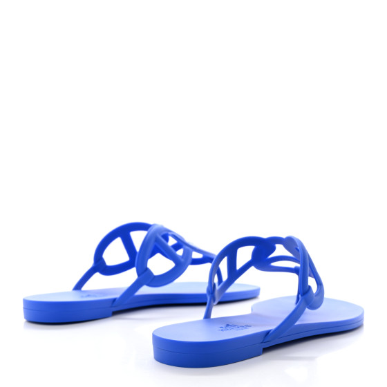 HERMES Rubber Womens Egerie Sandals 37 Bleu Outremer 1443435