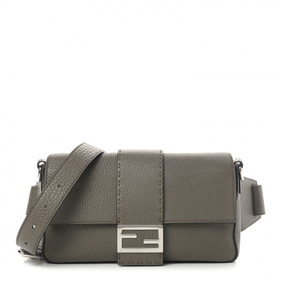 FENDI Cuoio Romano Selleria Belt Baguette Bag Taupe 840989