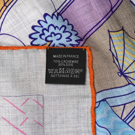 HERMES Cashmere Silk Splash Park Shawl 140 Gris Chine Bleu HERMES Cashmere Silk Splash Park Shawl 140 Gris Chine Bleu