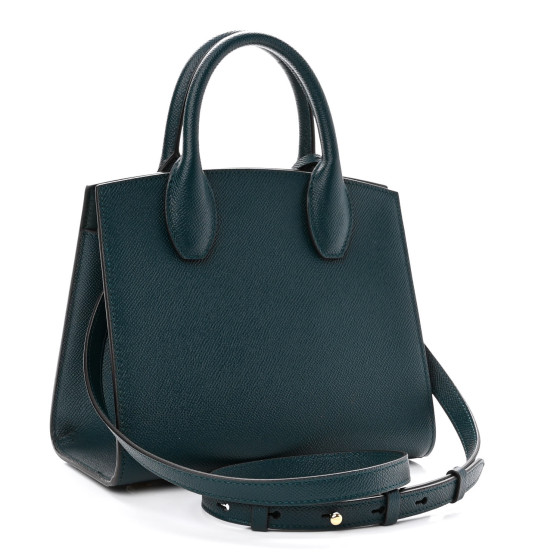 【送料&関税込】Ferragamo Teal Green Leather Medium Studio B SALVATORE FERRAGAMO Calfskin Small Studio Box Bag Dark Green