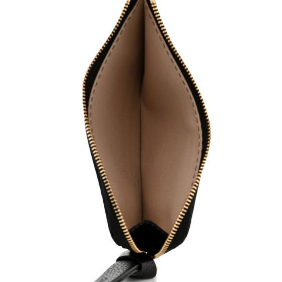 CHLOE Grained Calfskin Medium Marcie Zip Card Holder Black