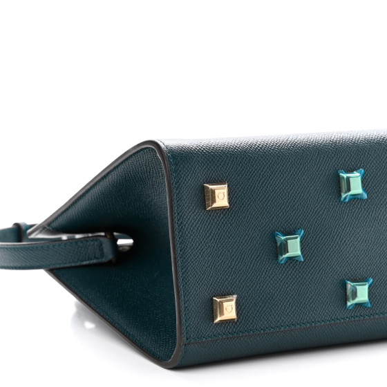 【送料&関税込】Ferragamo Teal Green Leather Medium Studio B SF21151B-Salvatore-Ferragamo-