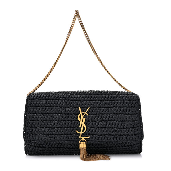 ファッション雑貨・小物その他 Saint Laurent 736455 Y9956 SAINT LAURENT Raffia Monogram Tassel Kate 99 Black 1505871