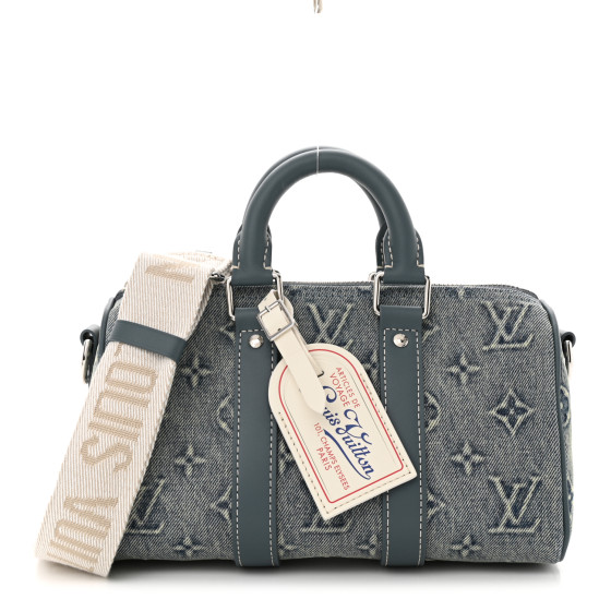 LOUIS VUITTON Monogram Washed Denim Keepall Bandouliere 25