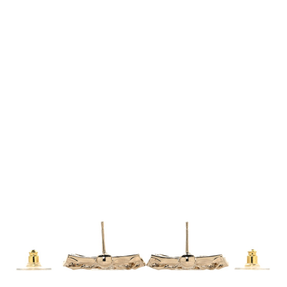 CHANEL Crystal CC Bow Drop Earrings Gold 1499673 | FASHIONPHILE