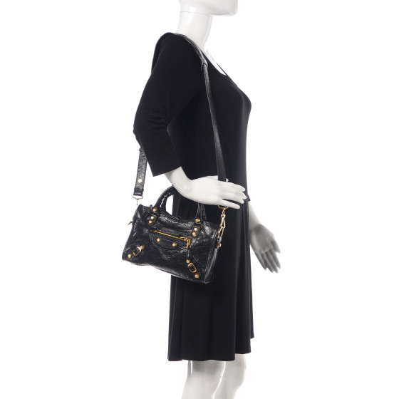 balenciaga mini city black gold