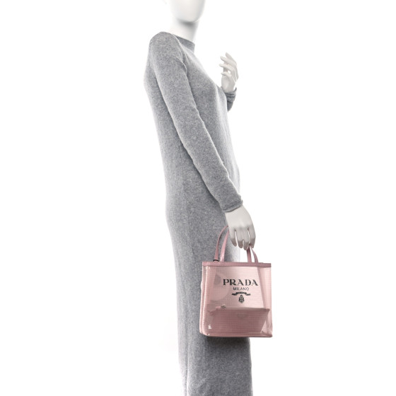 PRADA Sequin Mesh Small Tote Bag Pink 1447015 | FASHIONPHILE