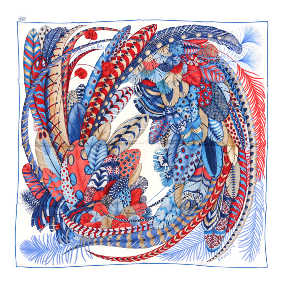 HERMÈS PLUMES スカーフ 約90cm x 90cm HERMES Silk Plumes En Fete Scarf 90 1451690 | FASHIONPHILE