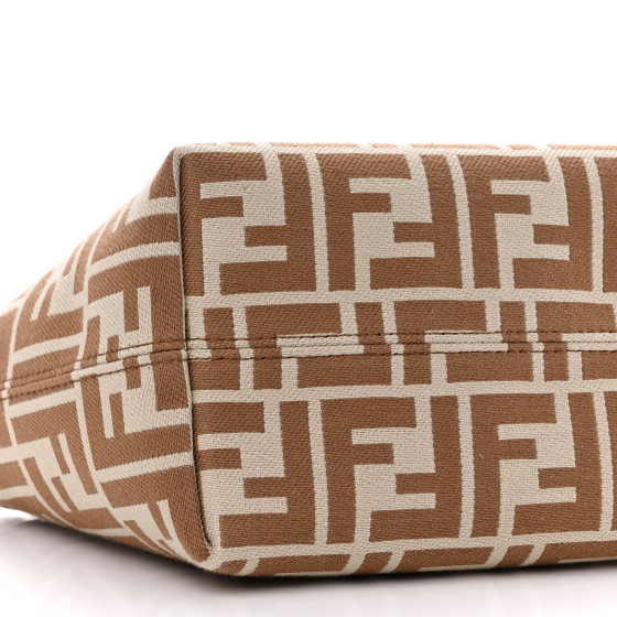 FENDI Fabric Calfskin FF Mini Roll Tote Beige Sand 1451460