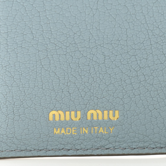 MIU MIU Goatskin Madras Vertical Wallet Grey Blue 1452071