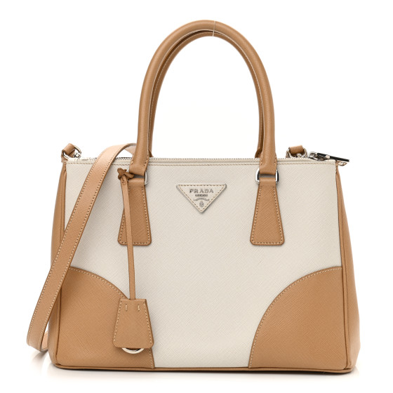 PRADA Saffiano Lux Small Bi-Color Galleria Double Zip Tote