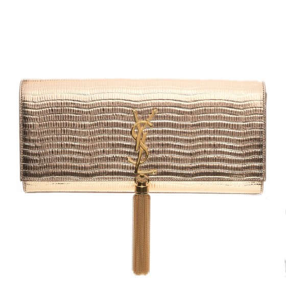 ☆人気☆【SAINT LAURENT】☆monogram tassel clutch bag☆ SAINT LAURENT Metallic Lizard Embossed Classic Monogram Kate