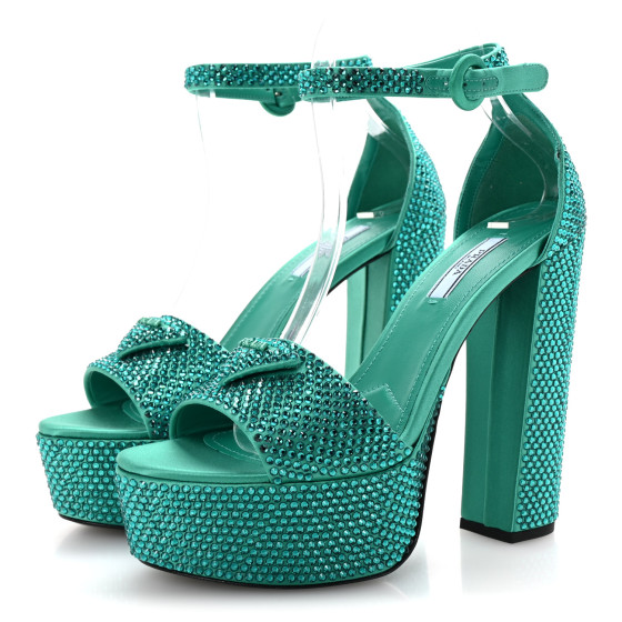 空箱　CHANEL, PRADA, HERMES 、Tiffany PRADA Satin Crystal Triangle Logo 40/135mm Platform Sandals