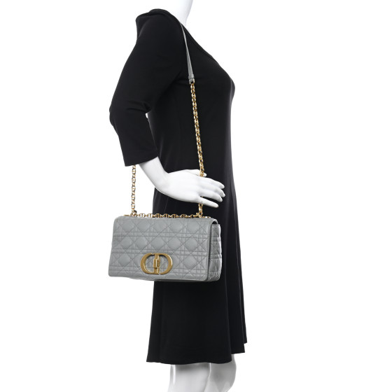 【ヴィンテージ】Rank:S☆Dior Grey Caro Medium Cannage バック CHRISTIAN DIOR Calfskin Cannage Medium Caro Bag Grey 1165409