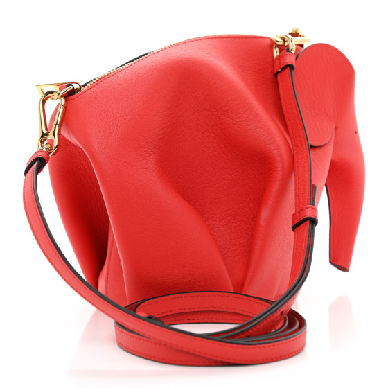 LOEWE Calfskin Mini Elephant Crossbody Bag Scarlet Red