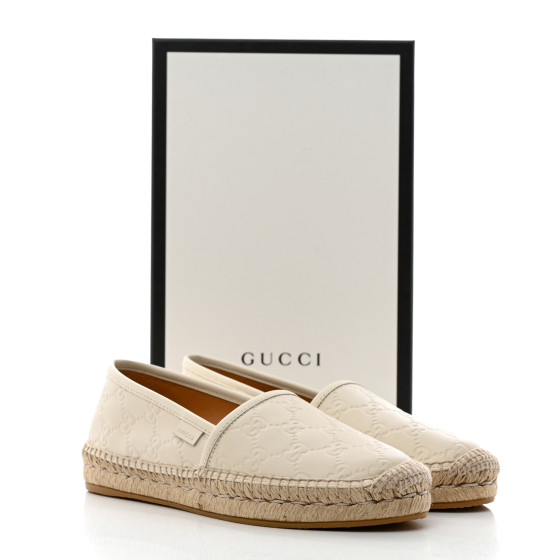 サンダル GUCCI Ivory Canvas Espadrilles Gucci Gucci Espadrilles GG Monogram Canvas Ivory and Beige