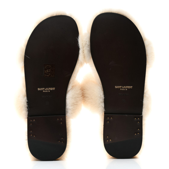 サンダル SAINT LAURENT Ivory Shearling Bleach Slippers Saint Laurent Ivory Shearling Bleach Slippers | italist