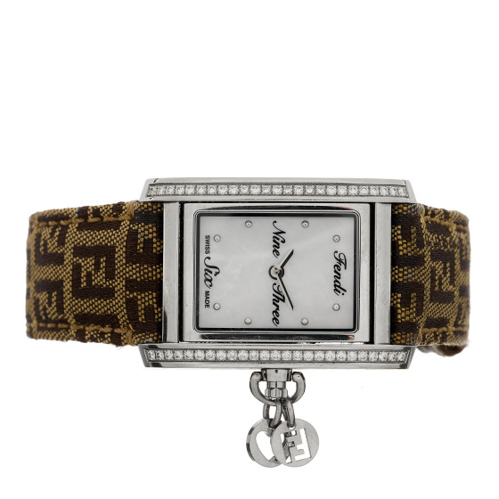 FENDI 時計 FENDI Stainless Steel Canvas Diamond 22mm Orologi Quartz